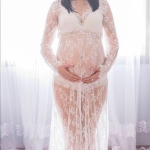 Peignoir Pregnancy lace dress white